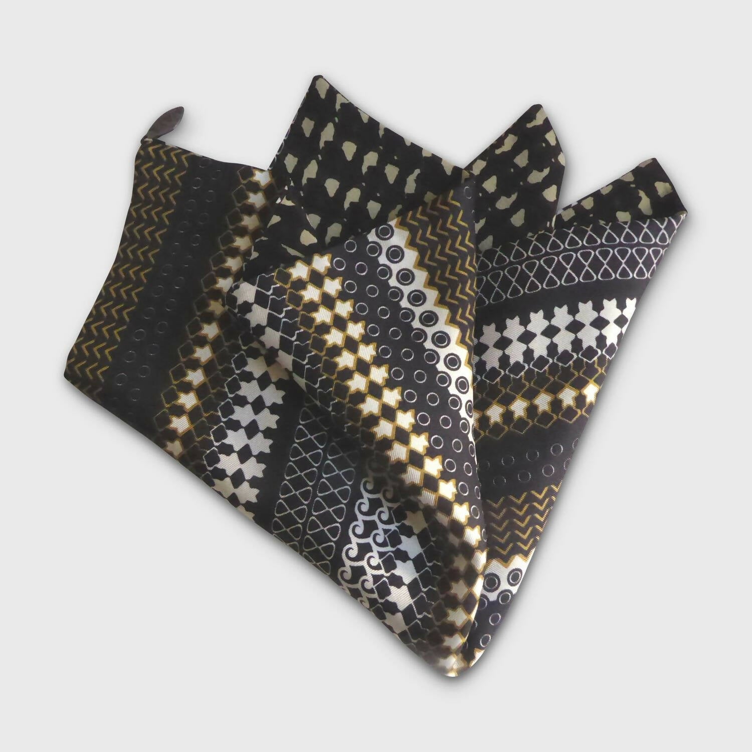 Pochette soie homme- graphique noir | EMPREINTES Paris