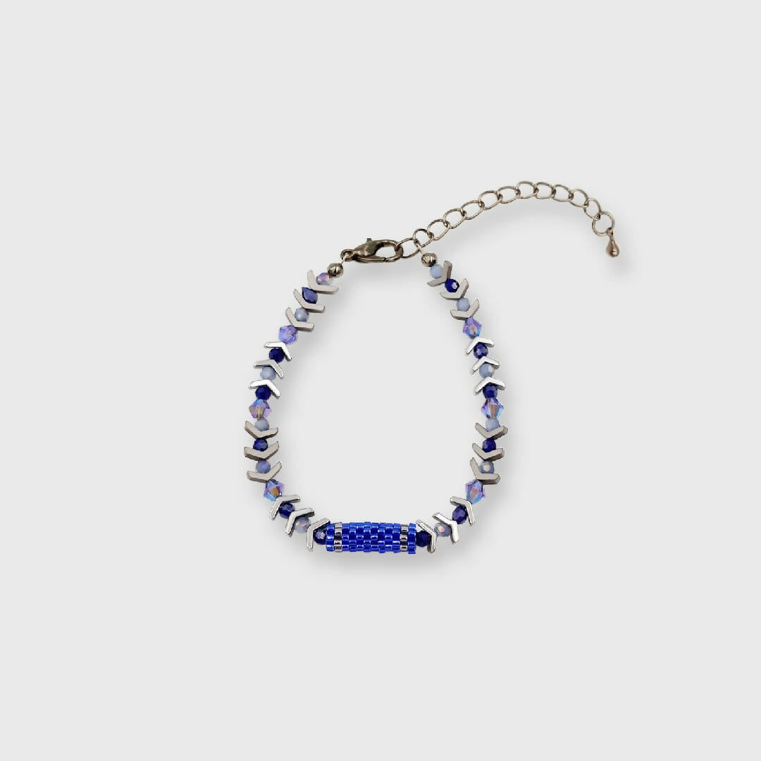 Bracelet collection Pagode bleu saphir et cristal | EMPREINTES Paris