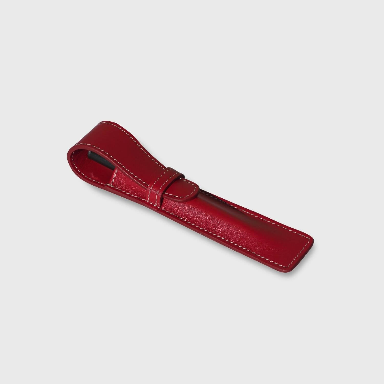 Etui cuir rouge avec rabat pour stylos | EMPREINTES Paris