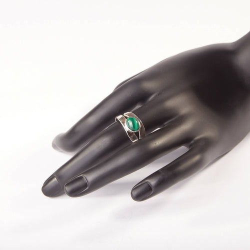 Bague EMULSIA en argent avec une malachite. | EMPREINTES Paris - EMPREINTES Paris
