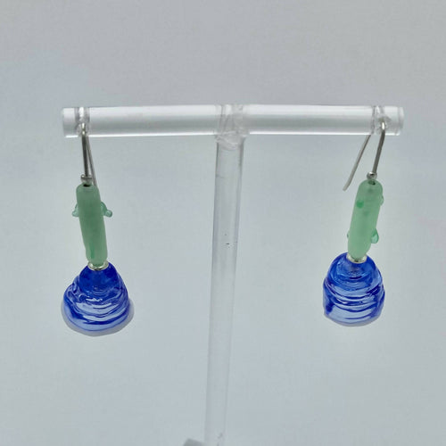 Boucles d'oreilles petites corolles bleues sur tiges | EMPREINTES Paris - EMPREINTES Paris