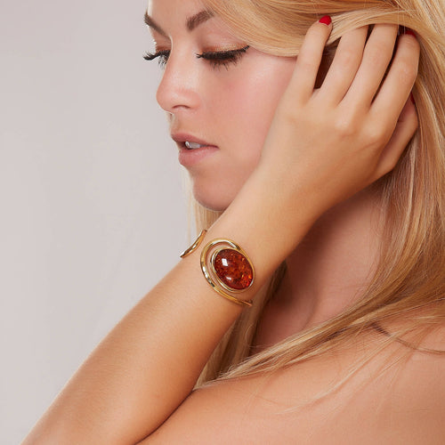 Bracelet VOLUPTIA plaqué or avec une ambre. | EMPREINTES Paris - EMPREINTES Paris