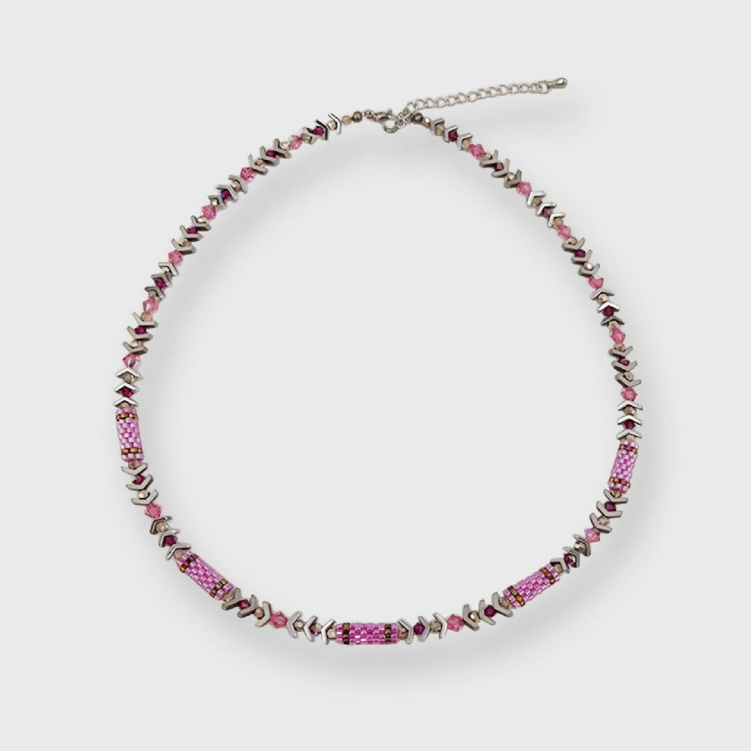 Collier collection Pagode rose et argenté | EMPREINTES Paris