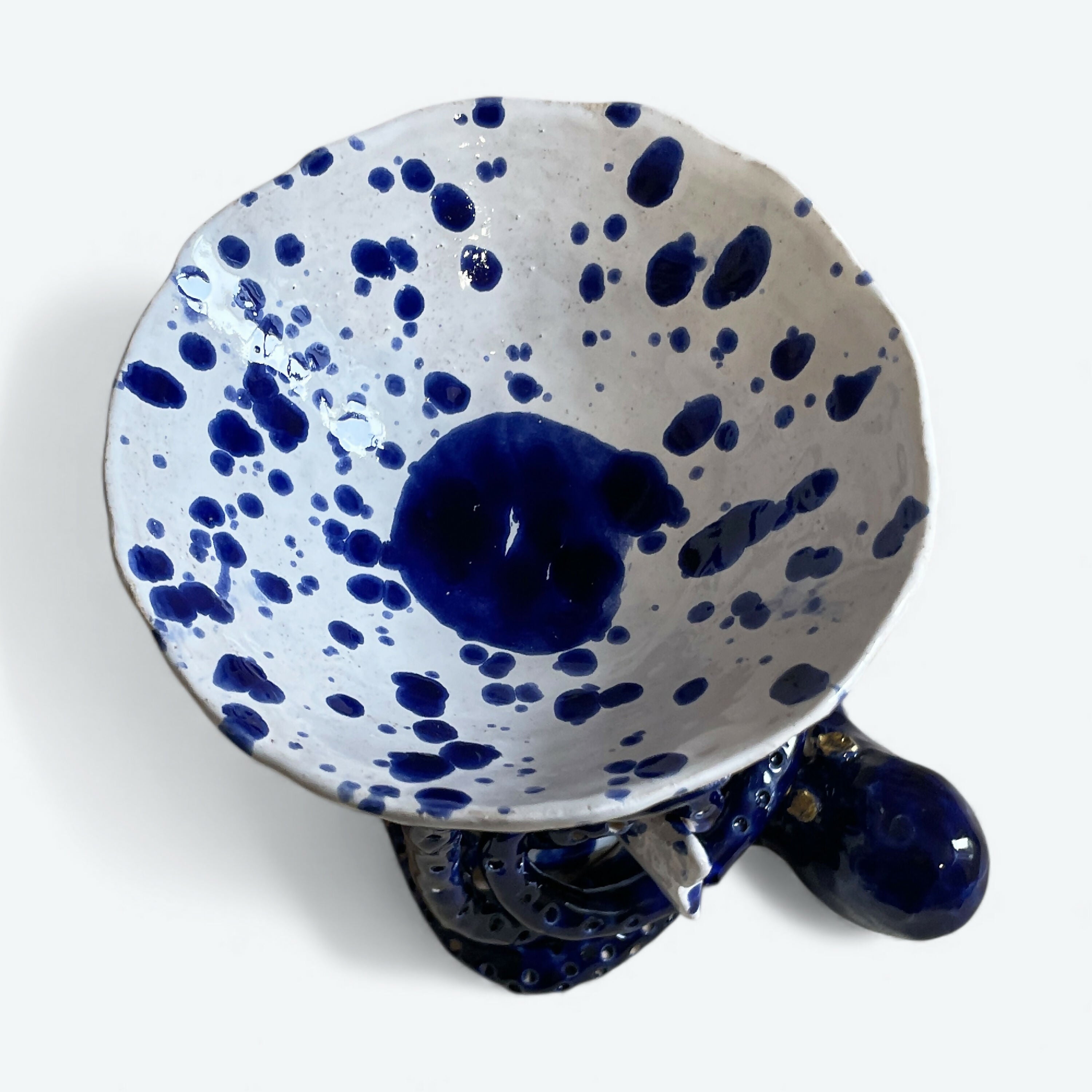 Coupe bleu de Sèvres avec poulpe et poisson aux yeux d