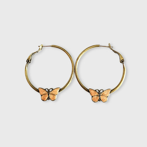 Créoles papillons couleur pêche nacrée | EMPREINTES Paris - EMPREINTES Paris