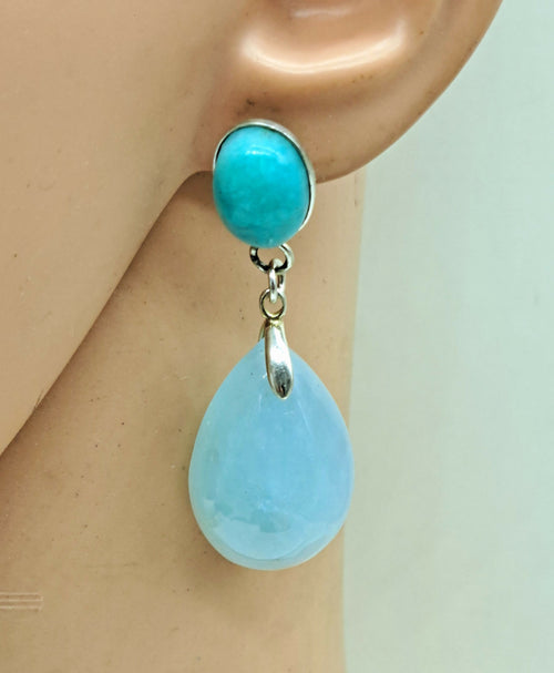 Boucles d'oreilles en argent et amazonite 1 | EMPREINTES Paris - EMPREINTES Paris