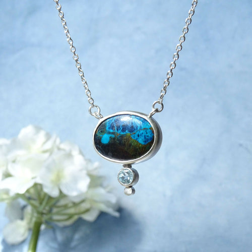 Pendentif Cascade en argent avec Chrysicolle Malachite et Topaze - lumiss design copie | EMPREINTES Paris - EMPREINTES Paris