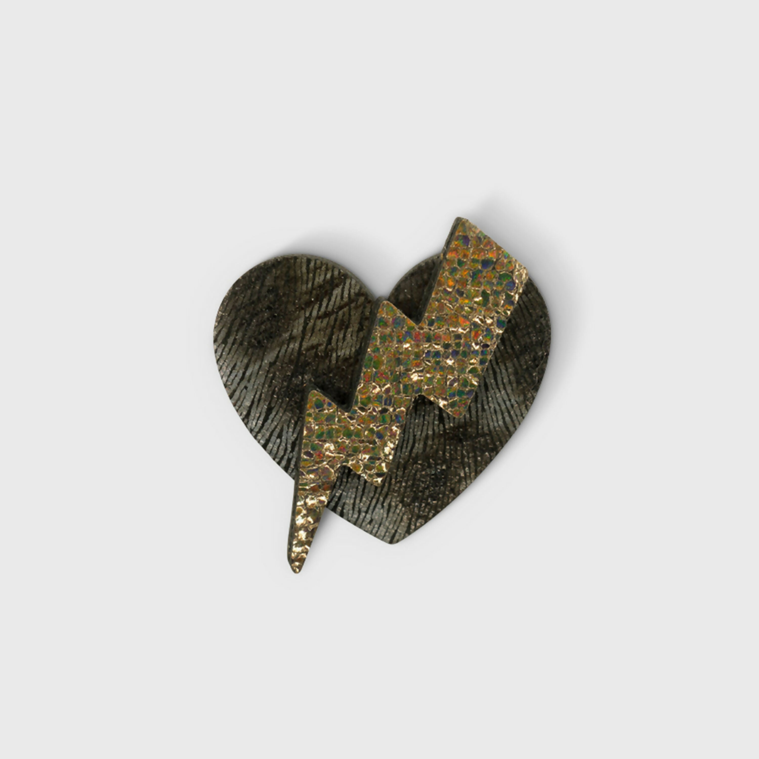 broche_coup_de_foudre_en_cuir_noir_et_or_julie_troncin_maroquinerie | EMPREINTES Paris