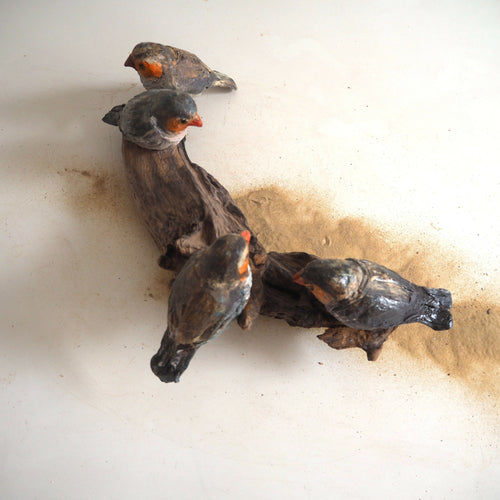 sculpture_quatre_astrilds_sur_bois_brule_marie_helene_valladeh copie | EMPREINTES Paris - EMPREINTES Paris