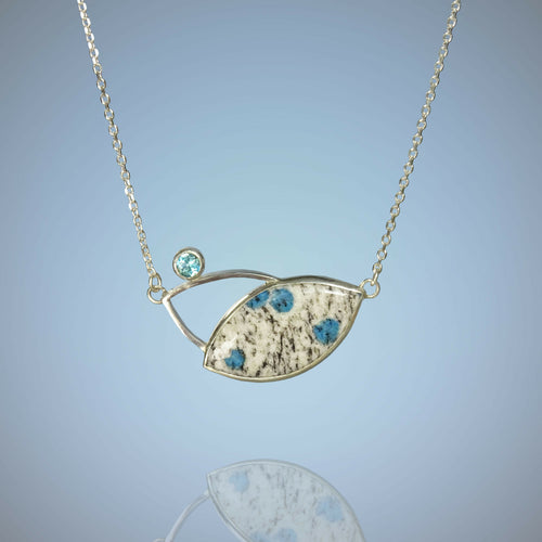 Pendentif Galaxie bleue en argent avec Jaspe K2 et Topaze - lumiss design copie | EMPREINTES Paris - EMPREINTES Paris