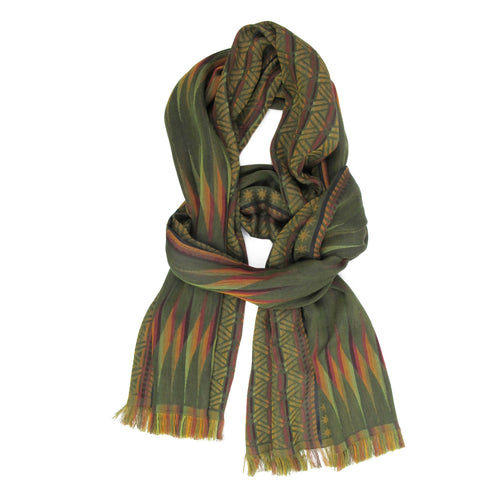 Écharpe midi coton soie multico kaki lune infini | EMPREINTES Paris - EMPREINTES Paris