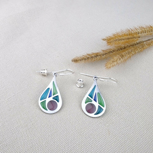 Boucles d’oreilles, les gouttes – Émail Plique-à-Jour et Argent | EMPREINTES Paris - EMPREINTES Paris