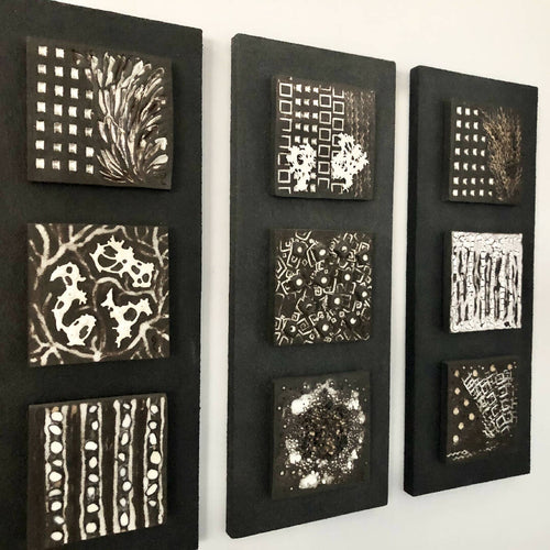 Bas relief tableau grès noir et porcelaine collection triptyque 5 | EMPREINTES Paris - EMPREINTES Paris