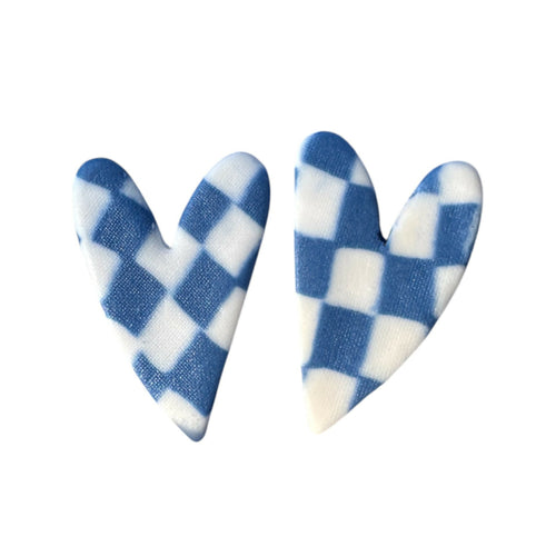 Boucles d'oreilles coeurs damier | EMPREINTES Paris - EMPREINTES Paris