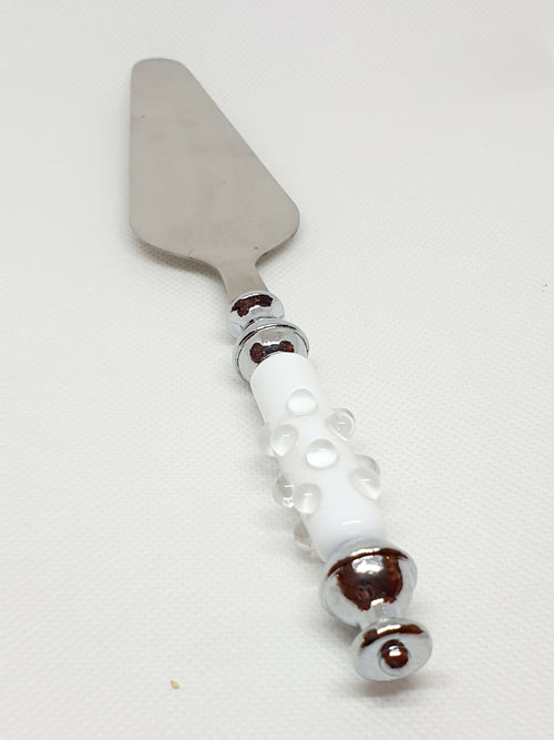 Pelle à tarte en verre de Murano blanc et cristal - Rosée hivernale | EMPREINTES Paris - EMPREINTES Paris