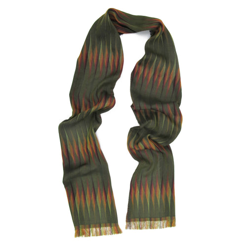 Écharpe étroite coton soie kaki multico lune | EMPREINTES Paris - EMPREINTES Paris