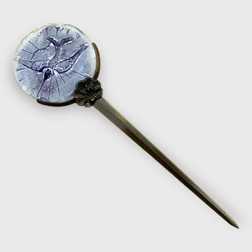 cadeau bleu, oiseau, hirondelle, accessoire de bureau, ouvre lettre, couteaux, lame, cadeau masculin, fete des père | EMPREINTES Paris - EMPREINTES Paris