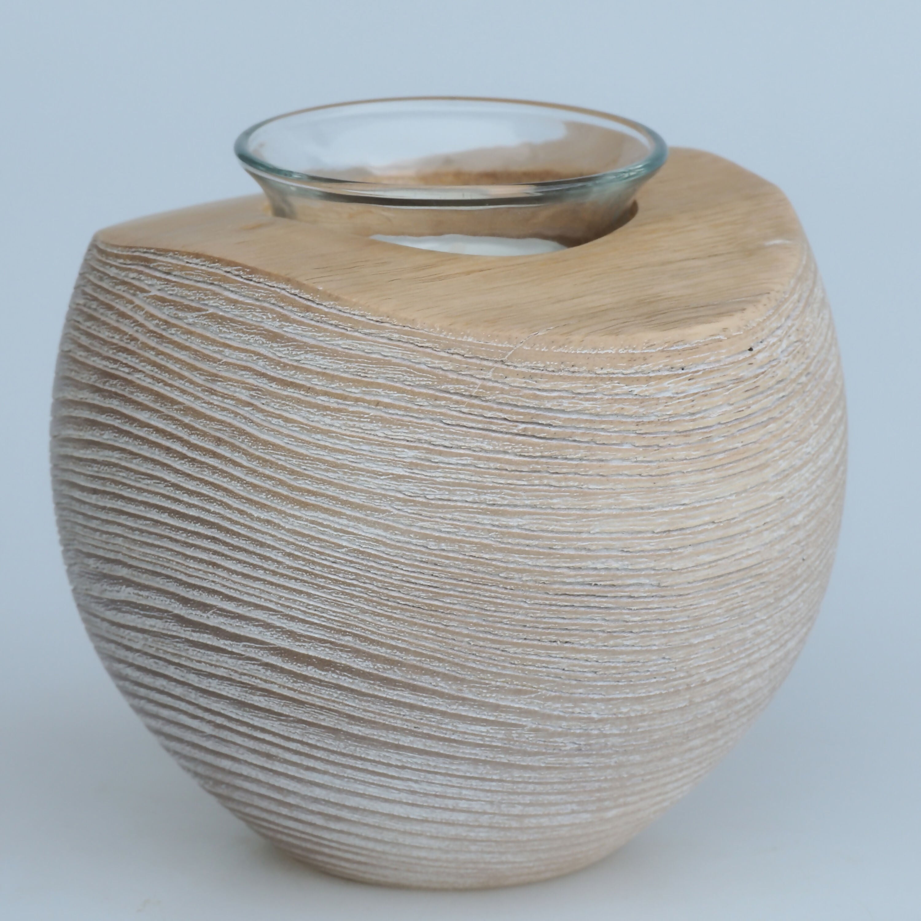 Bougeoir en frêne à bord naturel - céruse blanche | EMPREINTES Paris