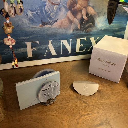 porte carte bleu, athlétisme, sport anneaux, art décoratif, cadeau decoration bleu, collection originale, article de bureau, cadeau pour homme, piece unique createur, made in France | EMPREINTES Paris - EMPREINTES Paris