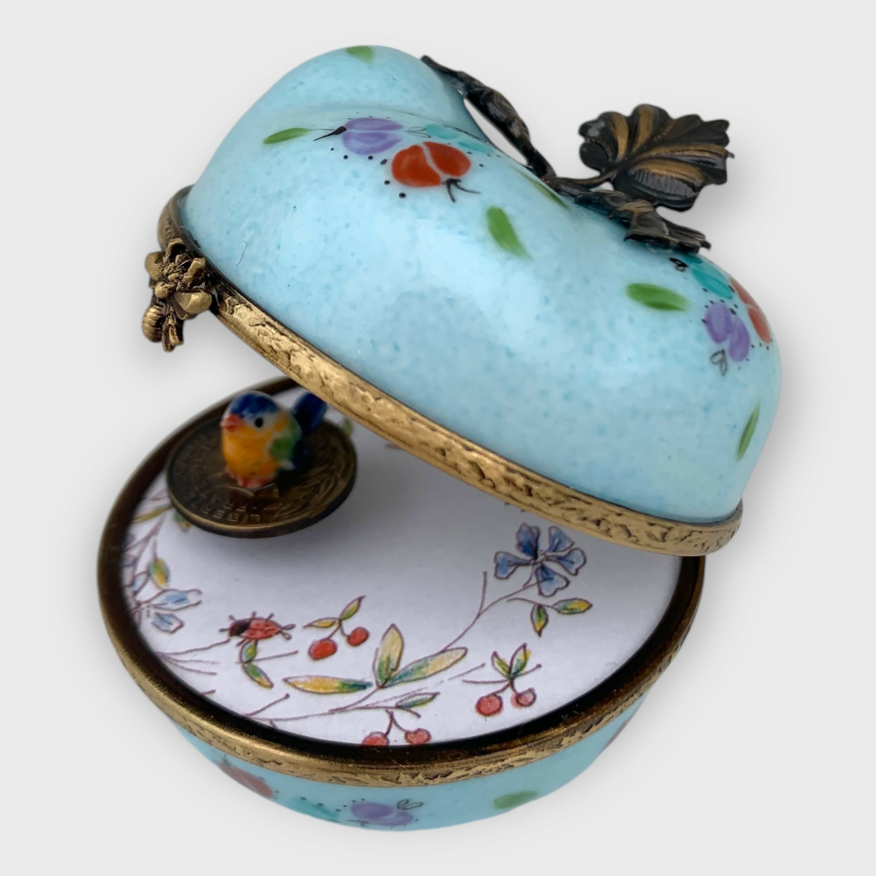 Pomme bleue musicale oiseau romantique - cadeau de naissance - noces de porcelaine | EMPREINTES Paris