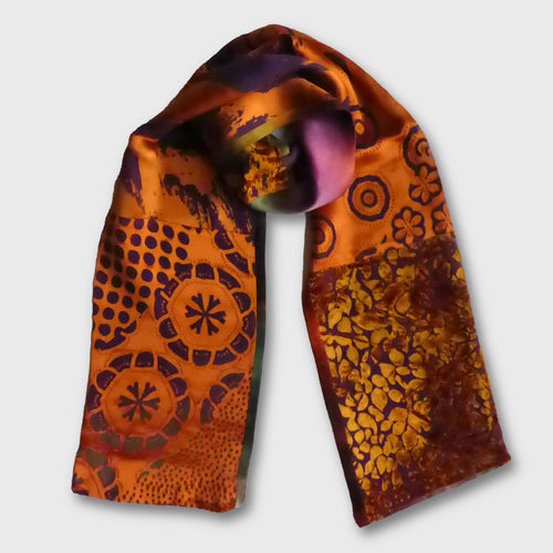 Écharpe soie- velours orange | EMPREINTES Paris - EMPREINTES Paris