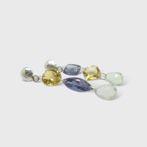 Boucles d’oreilles Argent ,citrine ,cordierite et aigue marine | EMPREINTES Paris - EMPREINTES Paris