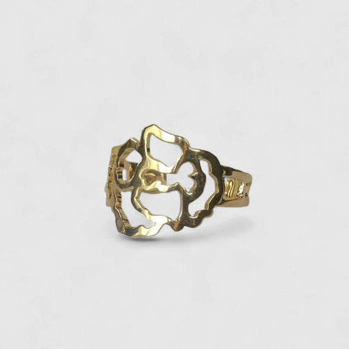 Bague plaqué or ajourée Bouton de rose | EMPREINTES Paris - EMPREINTES Paris