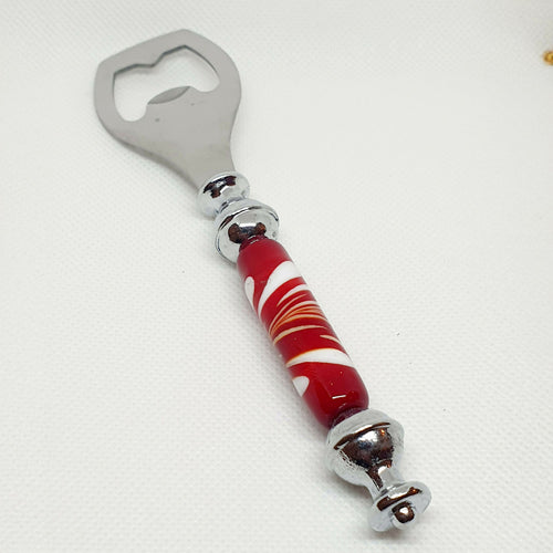 Décapsuleur en verre de Murano rouge et blanc | EMPREINTES Paris - EMPREINTES Paris