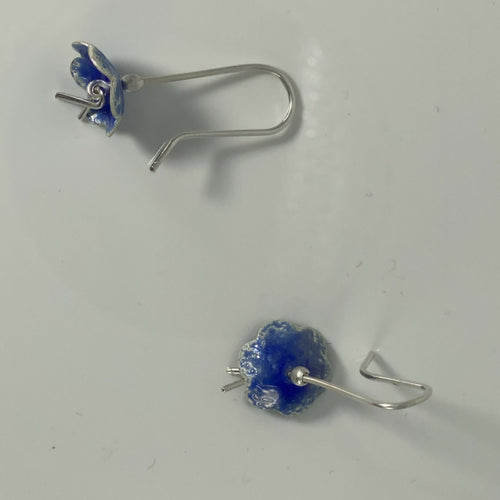 Boucles d'oreilles en argent fin émaillé - Bleu électrique | EMPREINTES Paris - EMPREINTES Paris