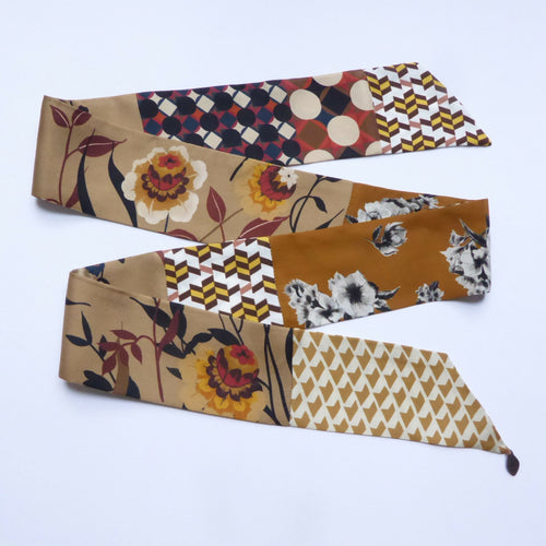 Bandeau soie - geometric flower camel | EMPREINTES Paris - EMPREINTES Paris