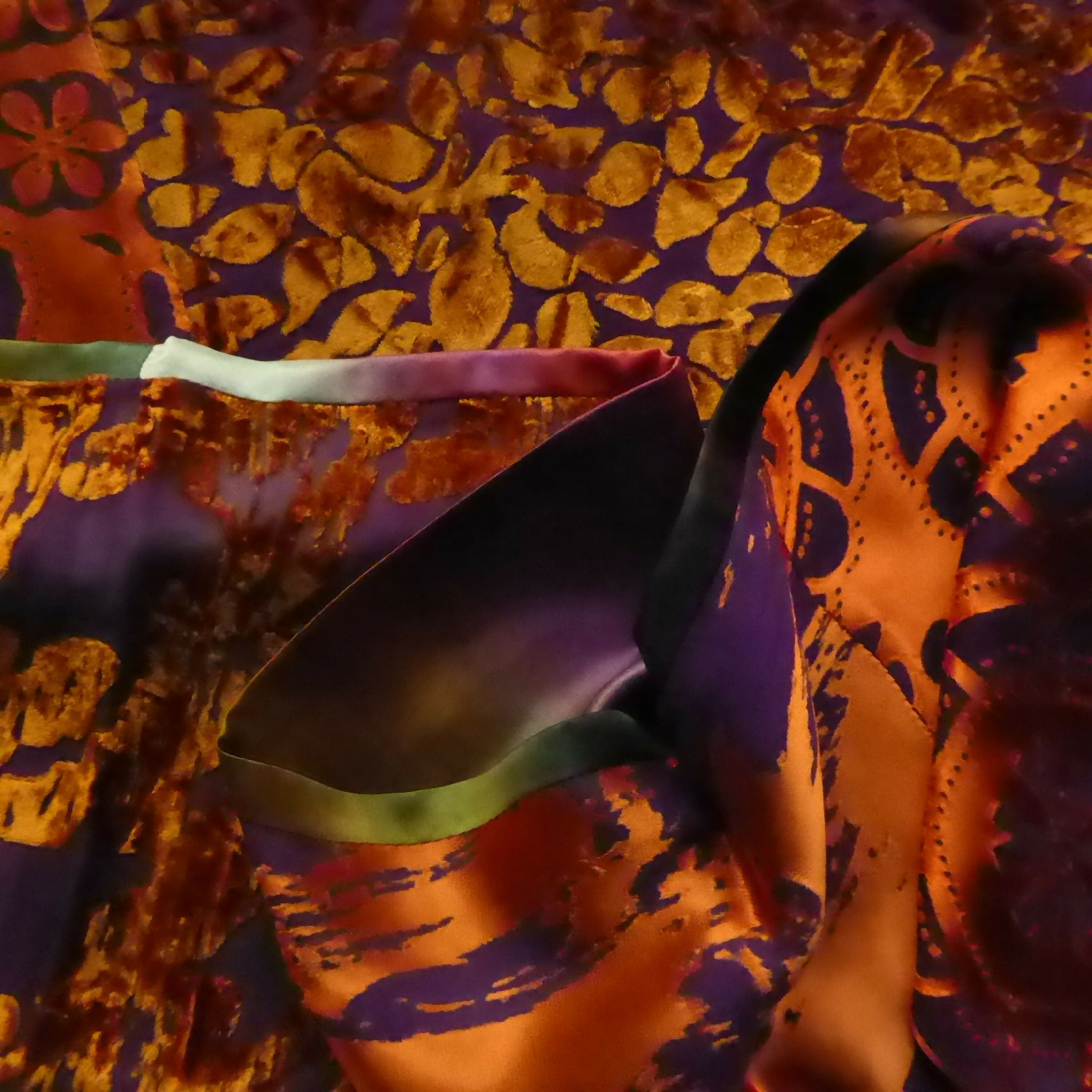 Écharpe soie- velours orange | EMPREINTES Paris