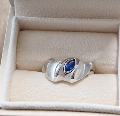 Bague en argent vague saphir bleu | EMPREINTES Paris - EMPREINTES Paris