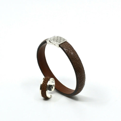 bracelet_en_galuchat_marron_fermoir_sirena_sylvie_zarnowski copie | EMPREINTES Paris - EMPREINTES Paris