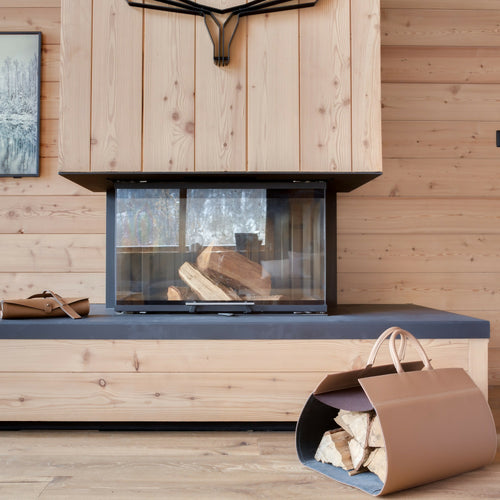 Porte bûches en cuir Camel | EMPREINTES Paris - EMPREINTES Paris