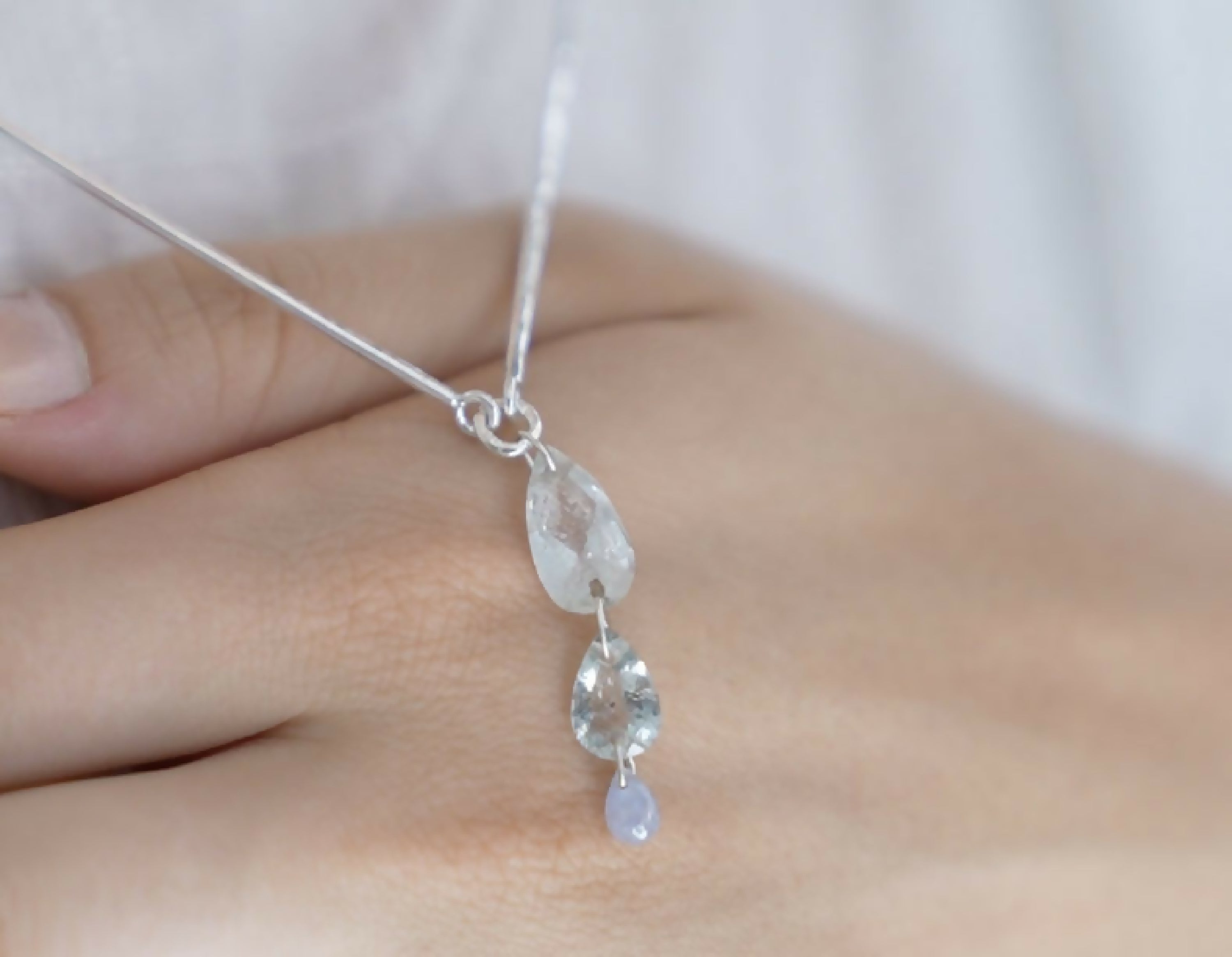 Collier Argent, aigues marines et saphir | EMPREINTES Paris