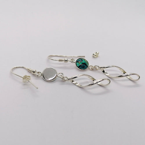 Boucles d'oreilles Spirales d'Argent en émail sur feuille d'argent - Turquoises | EMPREINTES Paris - EMPREINTES Paris