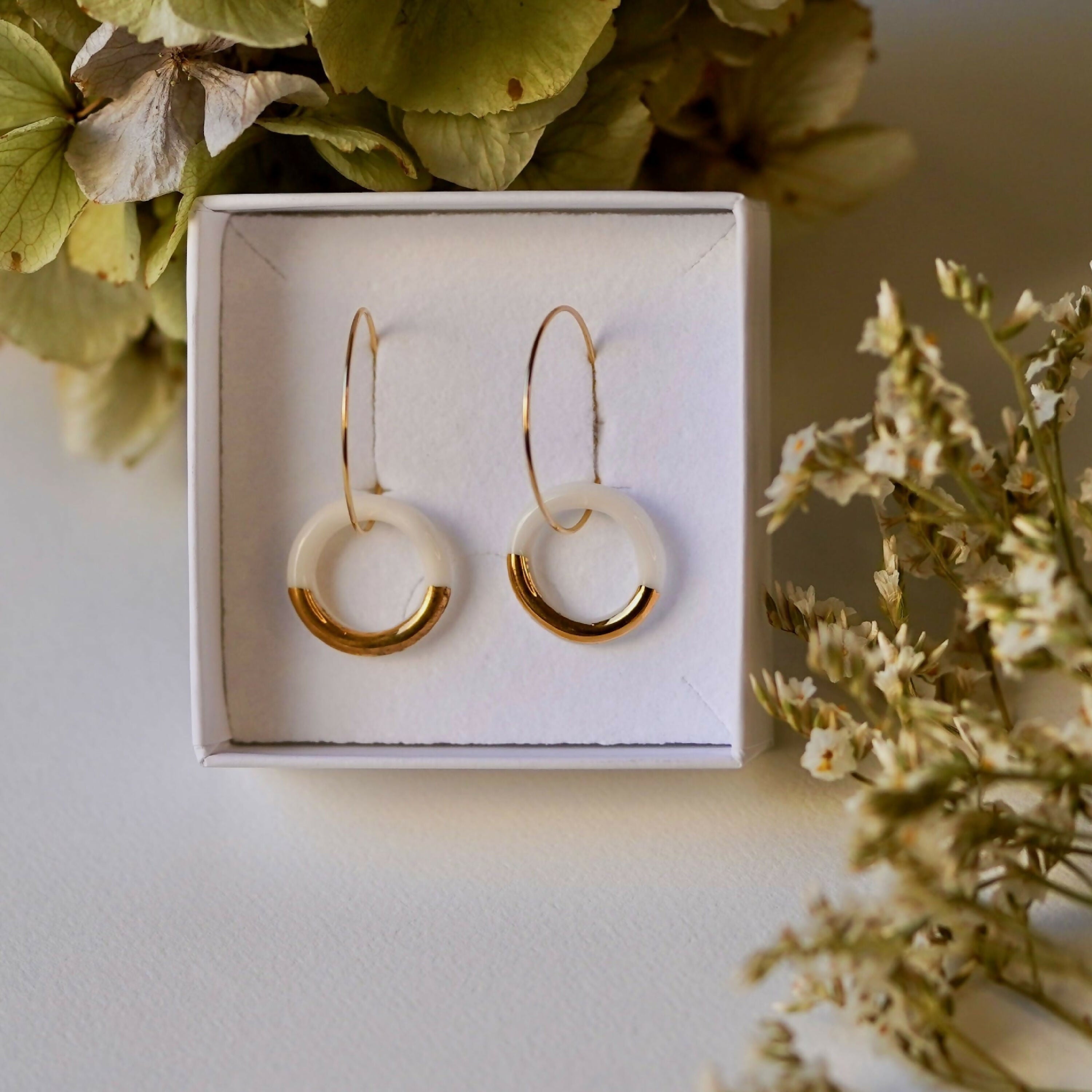 Créoles Cercle de porcelaine et Or | EMPREINTES Paris