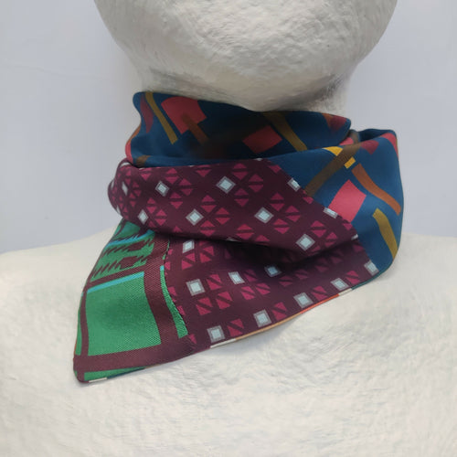 Foulard pointe soie- mosaïque stripe blue | EMPREINTES Paris - EMPREINTES Paris