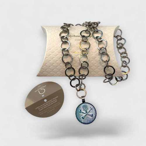Collier tête de mort bleu turquoise | EMPREINTES Paris - EMPREINTES Paris