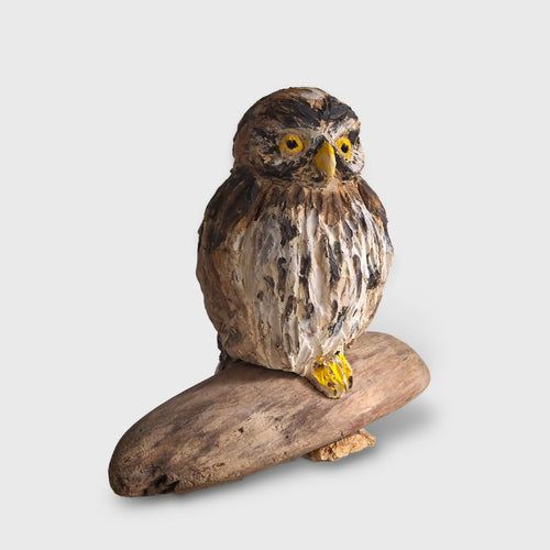 Sculpture Chouette hulotte sur bois flotté | EMPREINTES Paris - EMPREINTES Paris