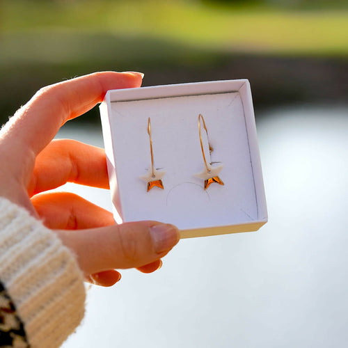 Créoles Etoiles en porcelaine et or | EMPREINTES Paris - EMPREINTES Paris