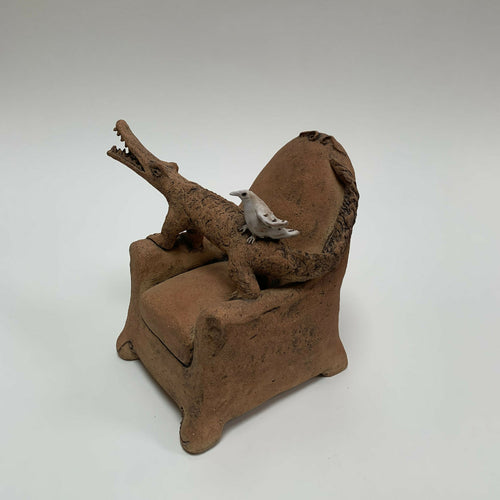 Sculpture Fauteuil crocodile et son oiseau | EMPREINTES Paris - EMPREINTES Paris