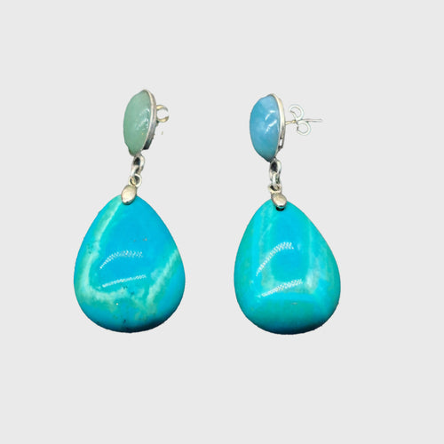 Boucles d'oreilles turquoises de Chine | EMPREINTES Paris - EMPREINTES Paris