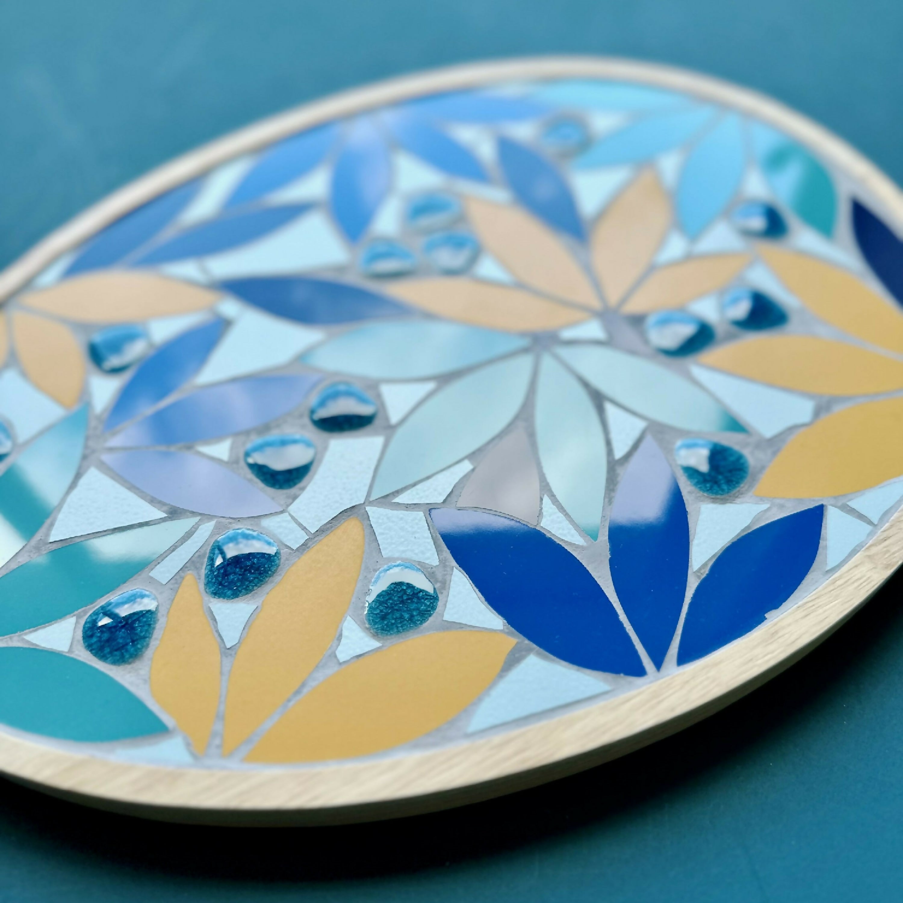 Plateau Magnolias Bleus et jaune d