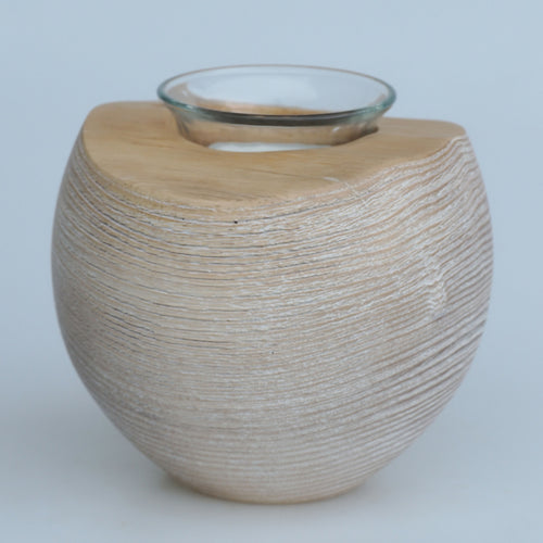 Bougeoir en frêne à bord naturel - céruse blanche | EMPREINTES Paris - EMPREINTES Paris