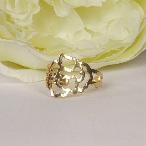Bague plaqué or ajourée Bouton de rose | EMPREINTES Paris - EMPREINTES Paris