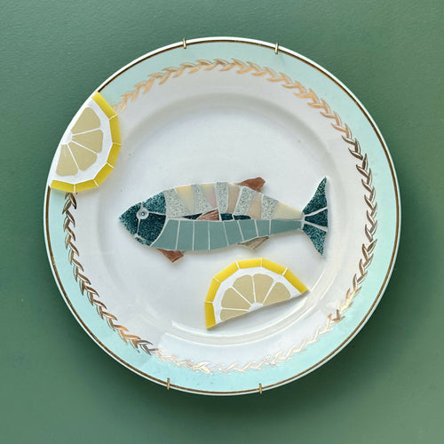 Assiette murale Poiscaille menthe-citron-or | EMPREINTES Paris - EMPREINTES Paris