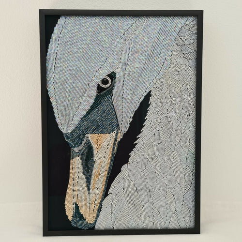 Tableau de broderie perlée L'élégance du cygne | EMPREINTES Paris - EMPREINTES Paris