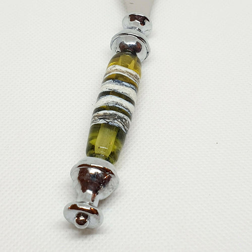 Couteau fromagette en verre couleur pomme et ivoire lapis | EMPREINTES Paris - EMPREINTES Paris