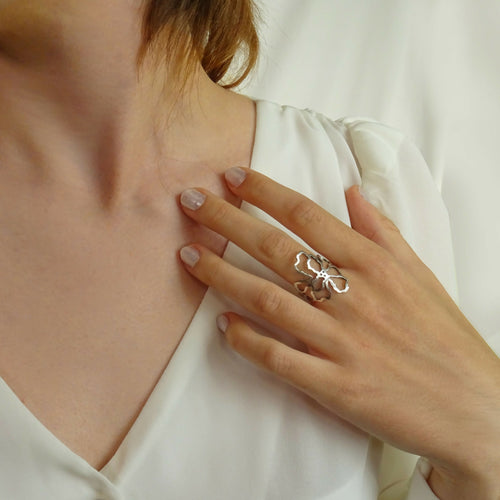 Bague argent ajourée florale Magnolia | EMPREINTES Paris - EMPREINTES Paris